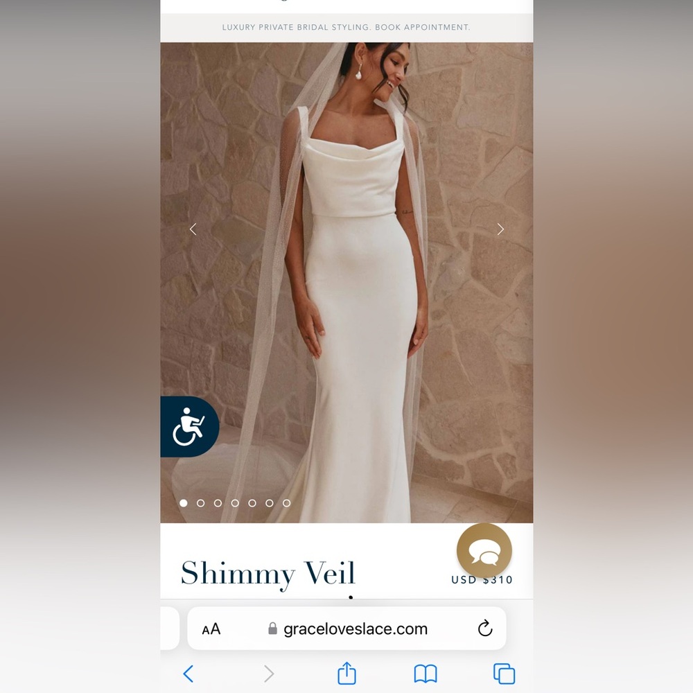 NWT Grace Loves Lace Shimmy Veil